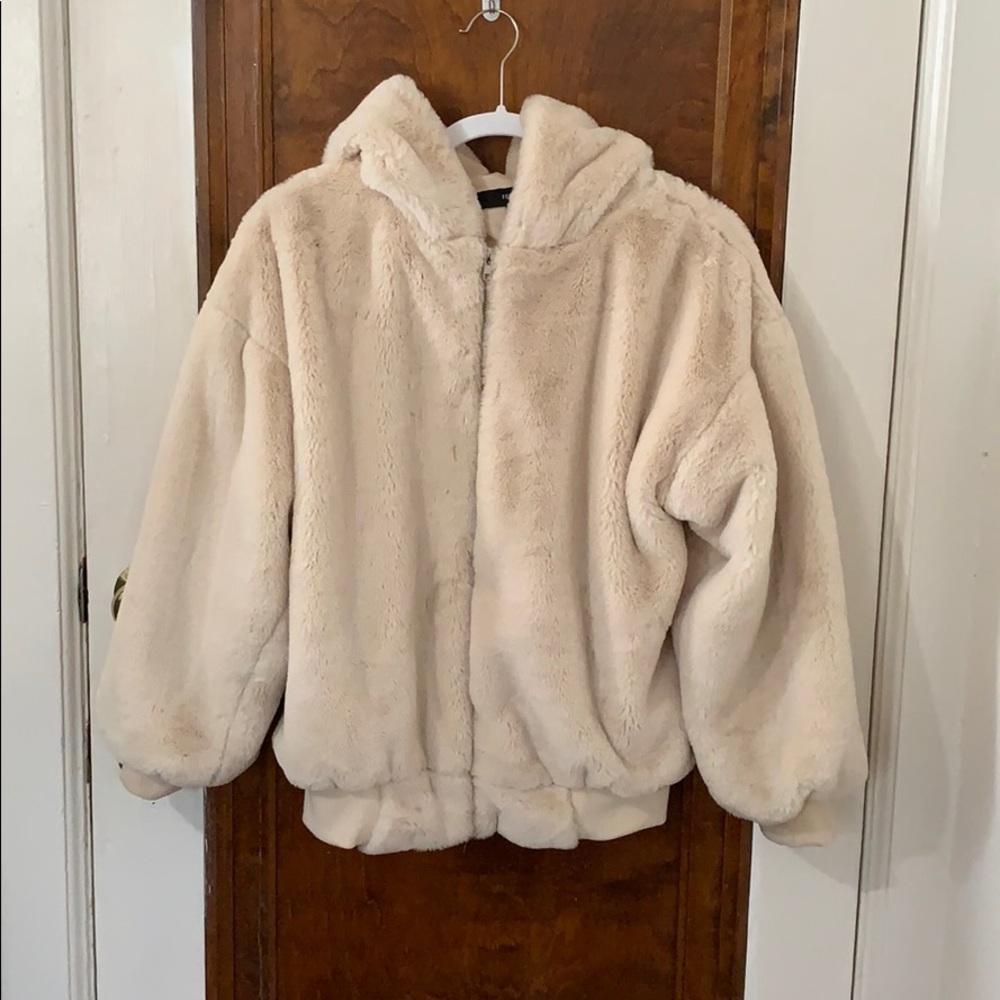 Cream Furry Zip up